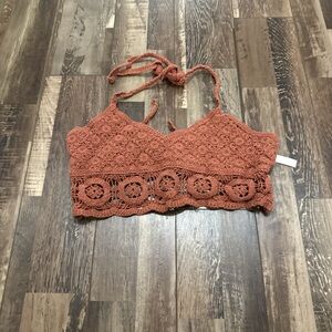Free People Rust Crochet Crop Top
